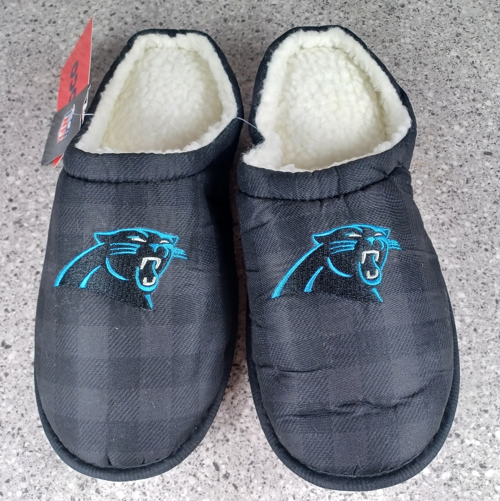 Carolina Panthers NFL Football Fan Sherpa Slippers Sandals Shoes Size Men's 7/8